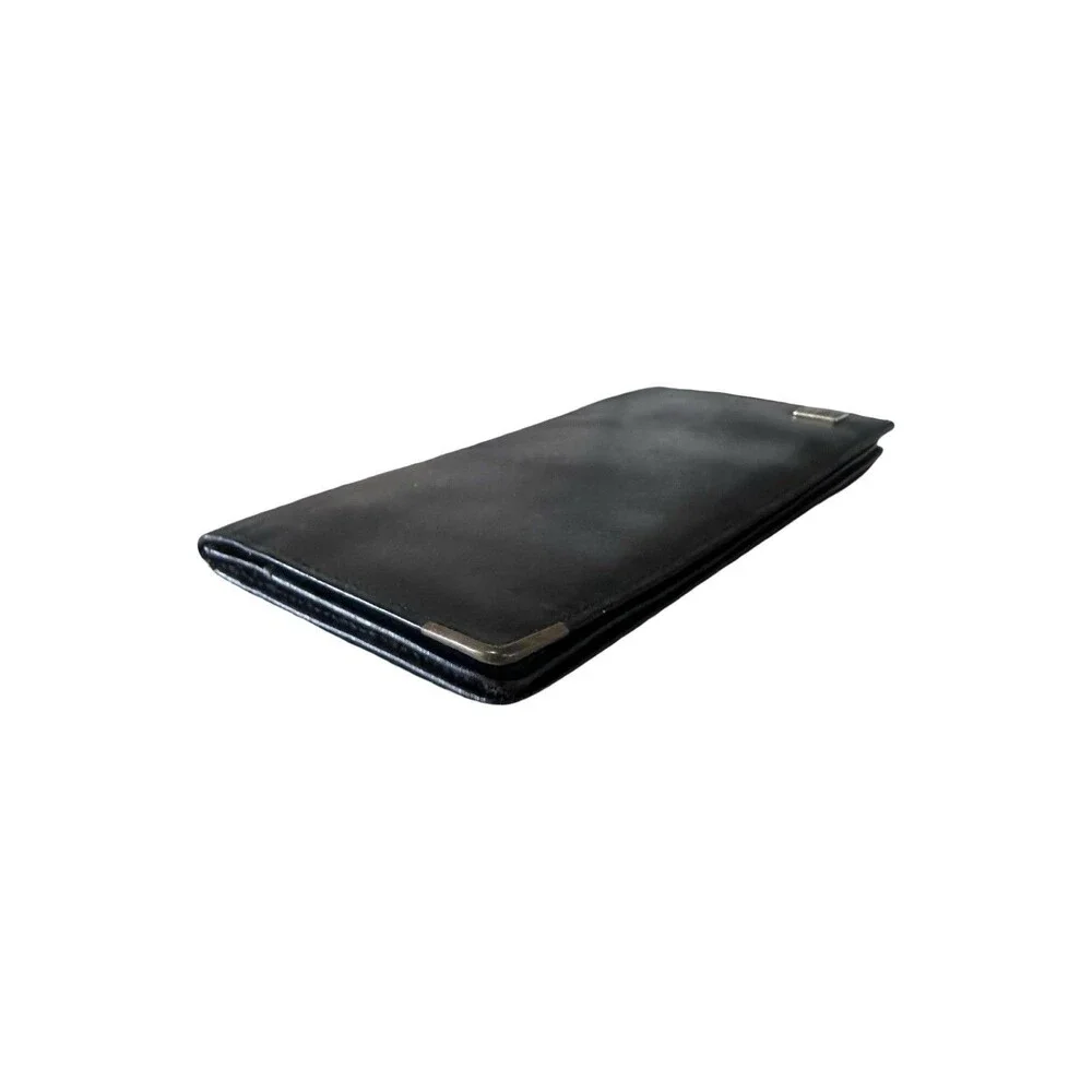 Authentic Dunhill Black Oxford Leather Bifold Long Wallet Made in France